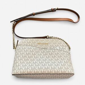 Michael Kors Cream and Gold Crossbody Bag with Signature Style